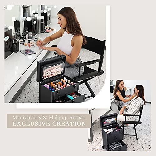 FRENESSA Rolling Nail Case Wheeled Manicure Storage Case Polish