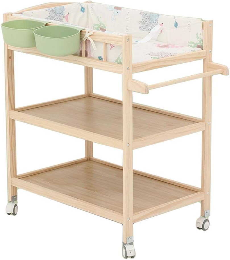 YFQ Baby Diaper Station Change Table Wooden Portable Diaper Station with Storage Space Baby Dressing Table Massage Station (Color : Green)