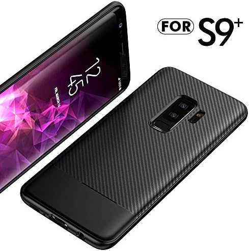 Viseaon Galaxy S9 Plus Case,Carbon Fiber Galaxy S9 Plus Case with Resilient Shock Absorption and Fingerprint-free,Slim Thin Soft TPU Bumper Phone Case Cover for Samsung Galaxy S9 Plus (Black)