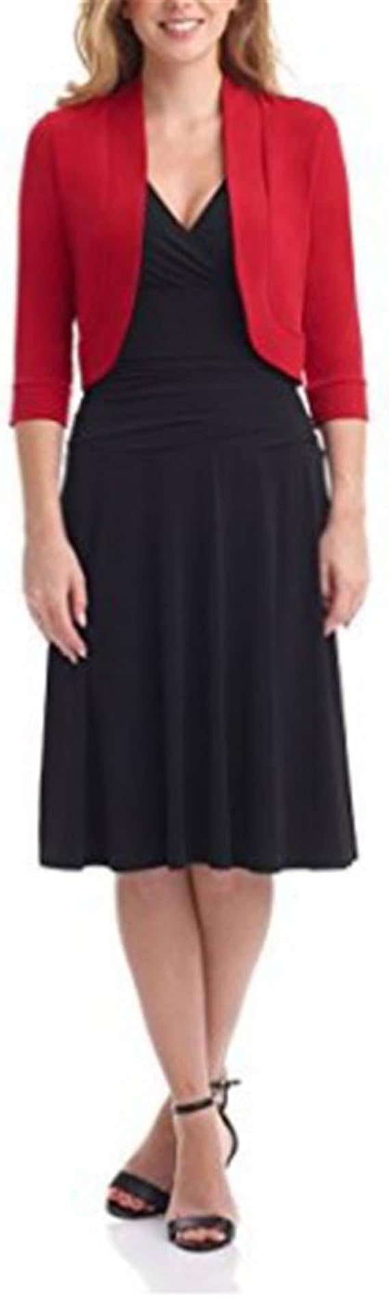 Hippolo Women's Bolero Short Plain Cardigan 3/4 Sleeve Cardigan