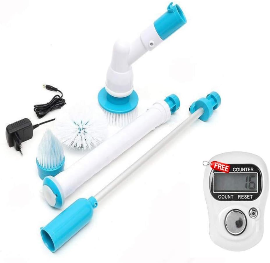 FreshDcart FDC45SP Bathroom Tile Floor Cleaning Scrubber With 3 Brushes