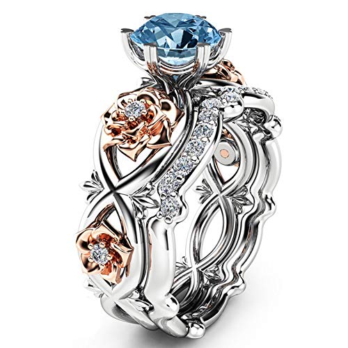 DesirePath Womens Charming Diamond Anniversary Promise Wedding Band Engagement Ring Sky-Blue