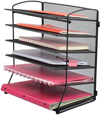 EaseOffice Mesh Desktop File Organizer Document Letter Tray Holder, 6 Tier, Black