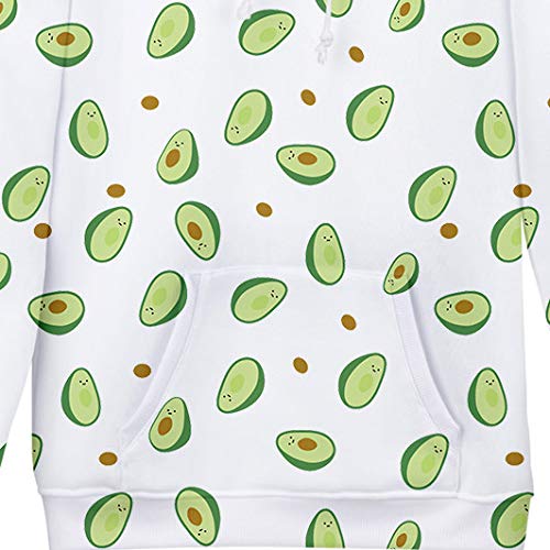 Lovers Womens Mens Avocado Printing Sweatshirt Long Sleeve Hoodie Blouse o-Neck Casual Thick Hooded Tops for Autumn Winter (White, M) - Thumbnail 7