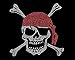 PIRATE SKULL WITH BANDANA HANDMADE Rhinestone/stud Womens T-Shirts
