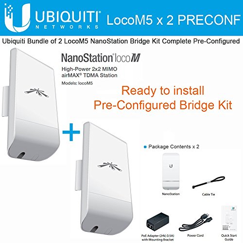 Ubiquiti LocoM5 X 2 Units Bridge Kit Complete Pre-Configured Nanostation Loco M5