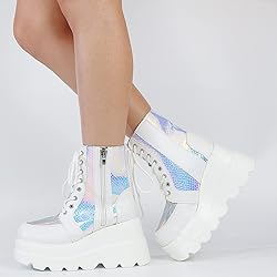 Tscoyuki Platform Ankle Boots for Women Chunky High