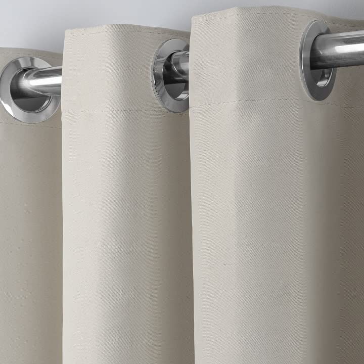 Cortina Blackout/Bleucate de Tecido Corta Para Luz Quarto e Sala 4,00m x 2,50m Altura com Ilhós Cromado Solaris - Off-White