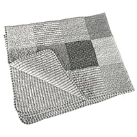 Stephan Baby Reversible Pieced Crib Quilt, Gray and White Stripes and Dots with Straight Hem