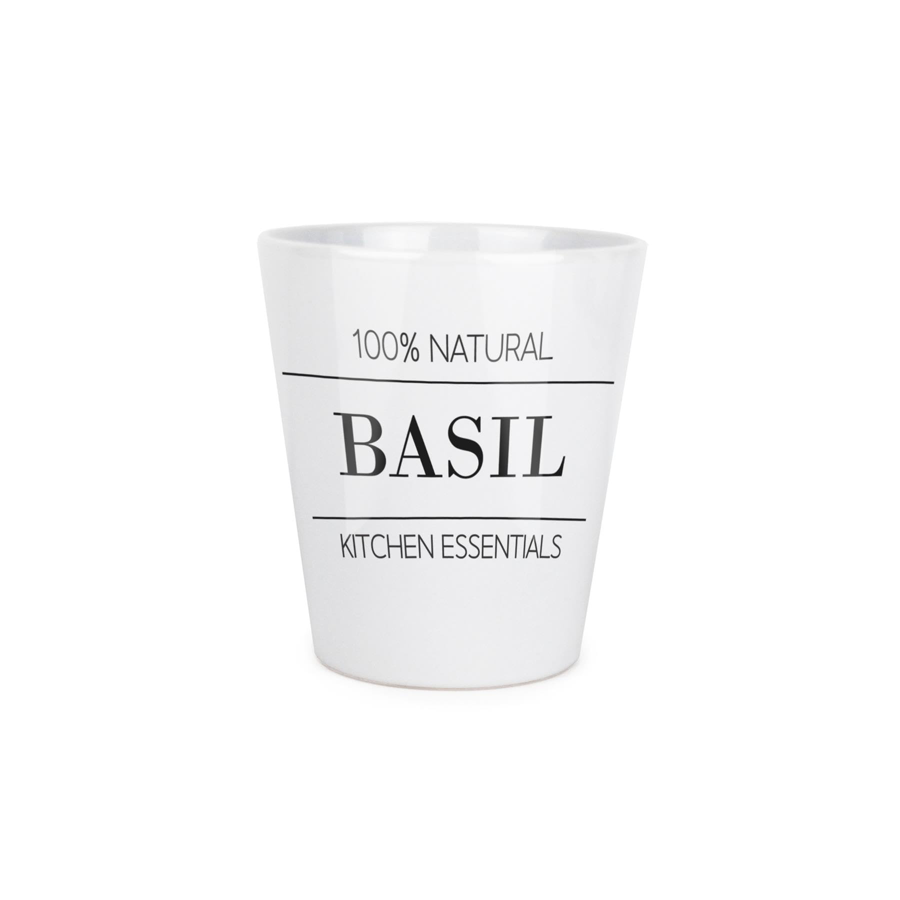 Purely Home Minimalist Basil Plant Pot - Cooking Ingredients Small Ceramic Indoor Plant Pot with Drainage Hole - Homeware Gift 9cm Diameter Flower Pot