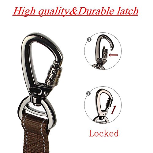 MEIKAI Tactical Dog Training Bungee Leash with 2 Control Handle Quick Release Reflective Nylon Leads Rope (Brown) - Thumbnail 2