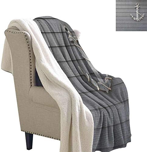 Anchor Weighted Blanket Wooden Anchor with The Rope on The Wall Antique Navy Nature Adventure Themed Artwork Autumn and Winter Thick Blanket Brown W59 x L78