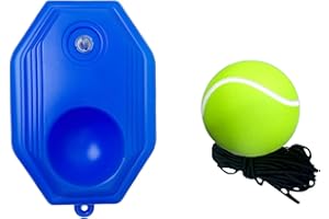 Tennis Ball Training Baseboard, Trainer Rebounder Round Rectangular Ball with Practice Elastic Strings Rope, Multifunction Te