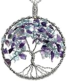 Snow Apple Tree of Life Necklace Amethyst Aquamarine Gemstone Jewelry Best Friend Necklace Silver Pendant