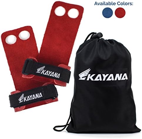 KAYANA 2 Hole Leather Gymnastics Hand Grips - Palm Protection and Wrist Support for Cross Training, Kettlebells, Pull ups, Weightlifting, Chin ups, Workout, & Exercise