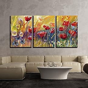 Poppies Flowers x3 Panels