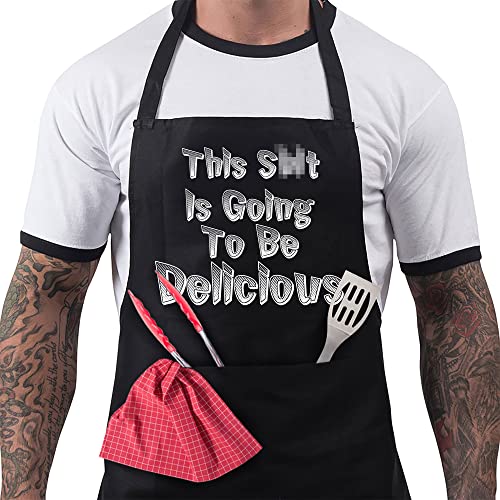 Bang Tidy Clothing BBQ Apron Funny Aprons For Men Delicious Barbecue