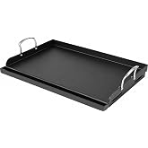 Utheer 25" x 16" Pre-Seasoned Nonstick Cast Iron Griddle for Gas &amp; Charcoal | Universal Flat Top with Grease Groove, Reinforced Ridges &amp; High Sidewalls, Great for Stove, Parties, Camping &amp; Tailgating