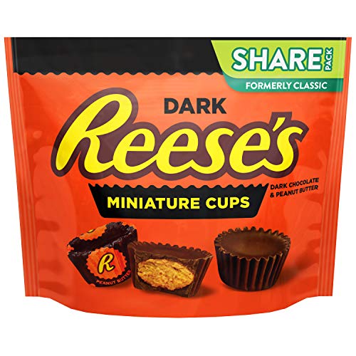 REESE'S Miniatures Dark Chocolate Peanut Butter Cups, Candy Share Pack, 10.2 oz