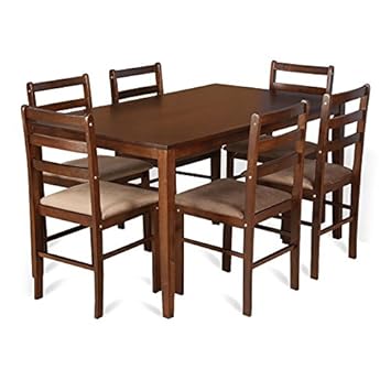 HomeTown Magix 6-Seater Dining Set (Dark Walnut)