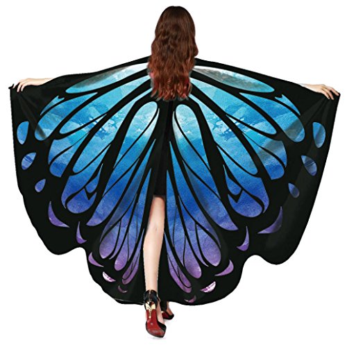 Monarch Butterfly Wings,Kemilove Prop Soft Fabric Butterfly Wings Shawl Fairy Ladies Nymph Pixie Costume Accessory (Women,168135CM, B - Blue)