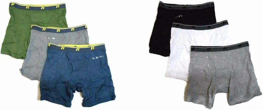 Russell Mens Comfort Performance 12 Boxer Briefs in Packs