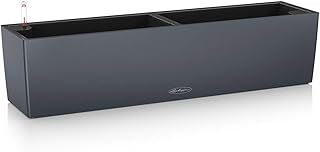 LECHUZA "BALCONERA Color 80" Pflanzgefäß mit Erd-Bewässerungs-System, Schiefergrau, 79 x 19 x 19 cm