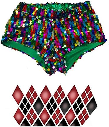 Fly Costume Womens Fashion Cosplay Costume Halloween Punk Green Color Sequins Shorts (Woman-XXL)