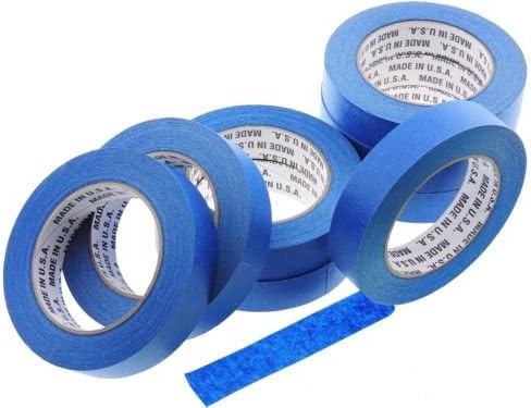 8 Rolls Premium 1" in x 60 yd USA PRO Grade Professional Blue Painters Tape Masking Trim Edge Quick Clean Release Easy Removal NO RESIDUE (24MM x 55M .94 inch)