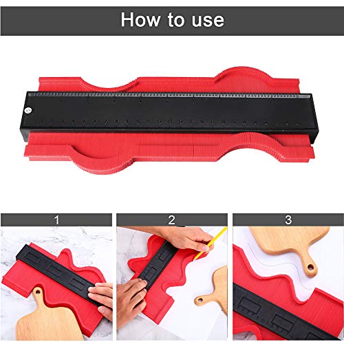 Enjoydeal Contour Gauge Duplicator 10 inch Contour Profile Gauge Multi-functional Plastic Contour Duplicator Edge Shaping Measure Ruler Wood Marking Tool Tiling Laminate Tiles General Tools