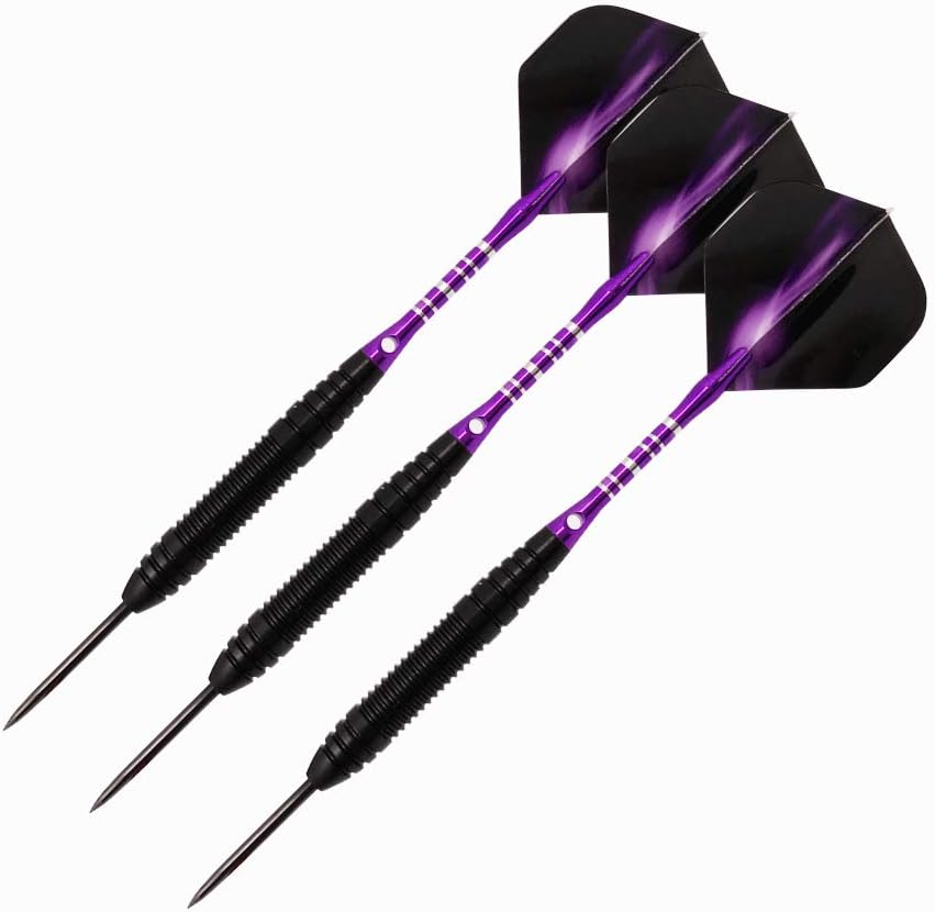 Sino-K 3 Pack Steel Darts Professional Darts Tungsten 22 Grams With Aluminum Shafts, Iron Barrel, Steel Tip And Extra Shafts (Purple) - Image 5