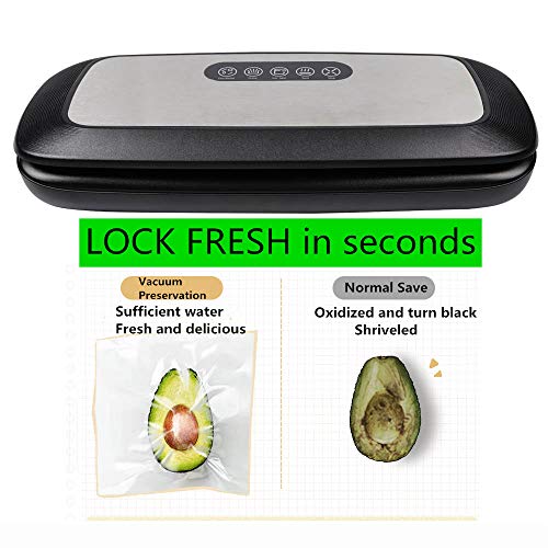Vacuum Sealer Machine, Automatic Food Vacuum Sealer with Smart Stainless Steel Panel Touch Control, Vacuum Sealer Machine with Dry & Moist Sealing and Starter Kit