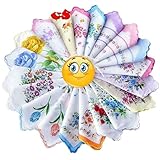 FTSUCQ Womens/Girls Vintage Multi Floral Wedding Party Cotton Handkerchiefs