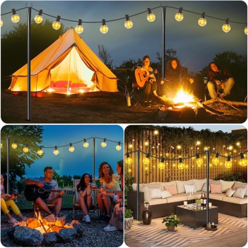 gresonic Patio Lighting Pole - 6 Packs 3M Outdoor Steel Lighting Pole for Outdoor Garden Backyard Decoration (Pack of 6)
