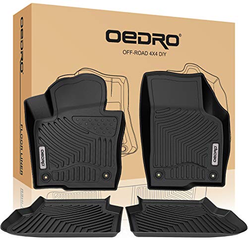 oEdRo Floor Mats Compatible for 20112018 Volkswagen Jetta Sedan, Unique Black TPE AllWeather