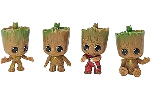 ZEshops 4pcs/Set Miniature Fairy Garden Sitting Groot Figurine PVC Statue Groot in for Kids Home Car Decor Gift