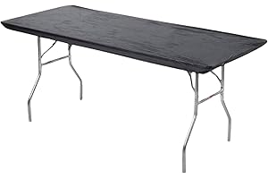 Kwik-Covers 8' Rectangular Plastic Table Covers 30" x 96" (8 Feet), (10 Pack, Black)