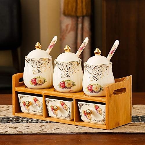 Double-Layer Condiment Pot Ceramic Set Kitchen Multi-Functional Condiment Shelf Condiment Receiving Box,A