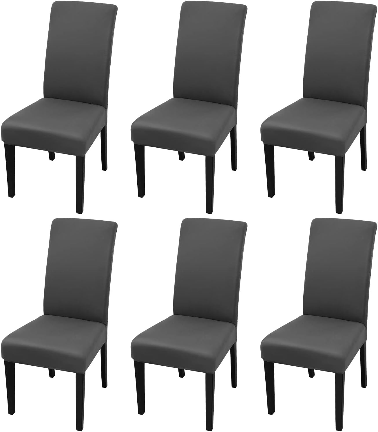 Slipcovers - JQinHome 6 Pcs Dining Chair Slipcover,High Stretch Removable Washable Chair Seat Protector Cover for Home Party Hotel Wedding Ceremony (Grey)