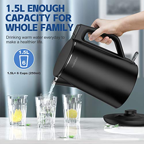 HadinEEon 1.5L/6 Cups Electric Kettle, 1500W Stainless Steel Interior