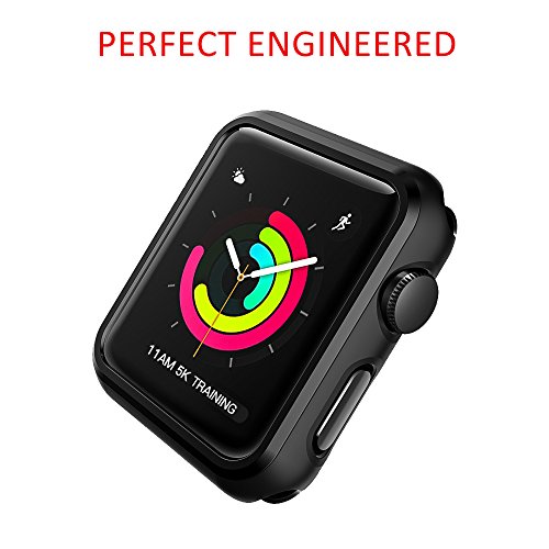 Apple Watch Case 42mm Series 3,Shockproof Rugged Polycarbonate Hard Protective Cover Apple Watch Bumper for 42mm Apple Watch Series 2/Series 3,2 Pack,Black - Thumbnail 2