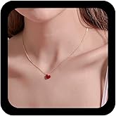 Xduargs Vintage Resin Love heart Pendant Necklace Acrylic Tiny Heart Choker Necklace Red Enamel Heart Love Necklace Minimalist Chain Necklaces Jewelry for Women