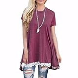 Clearance!! Women Shirt Dress Short Sleeve,Lelili Fashion Lace Patchwork Crewneck Pleat Swing Blouse Tops Sweatshirt