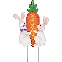 YEAHOME Easter Bunny Garden Stakes - Colorful Metal Easter Letter Decorations For Outdoor Display