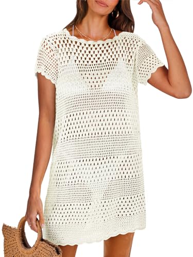 ANRABESS Swimsuit Cover Up for Women 2025 Crochet Bathing Suit Swimwear Mesh Knit Beach Dress Summer Vacation Outfit Clothes