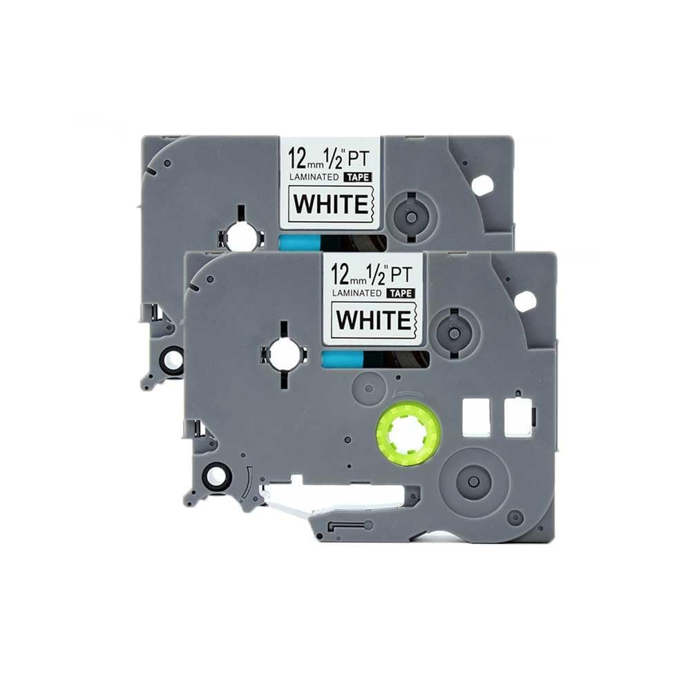 PerfectPrint Compatible Black on White Label Tape For Brother GL-100 200 200VP H100 H105 H105VP PT-1000 1000P 1005BTS 1005F 1005FB 1010 1080 1090 1230PC TZ231 1/2" (12mm) (Black on White, 2-Pack)