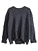 futurino Women's Crew Neck Solid Long Drop Sleeves Loose Knit Pullover Sweaters Black