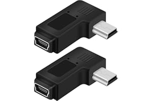 RIIEYOCA Mini USB 5 PIN Adapter,90 Degree Left and Left Angled Mini USB Male to Female Connector,Supports Charging and Data T