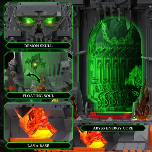 JMBricklayer Dark Portal Clamping Blocks Adults, Gothic Skull Gate, Model Building with Light, 40006 Fantasy Collector Exhibition Set, Halloween Building Blocks, Gifts for Players, Men from 14 Years