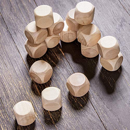 Genie Crafts 60-Pack Unfinished Wooden Cubes Blank Square Blocks Dice Set, 0.75 Inches